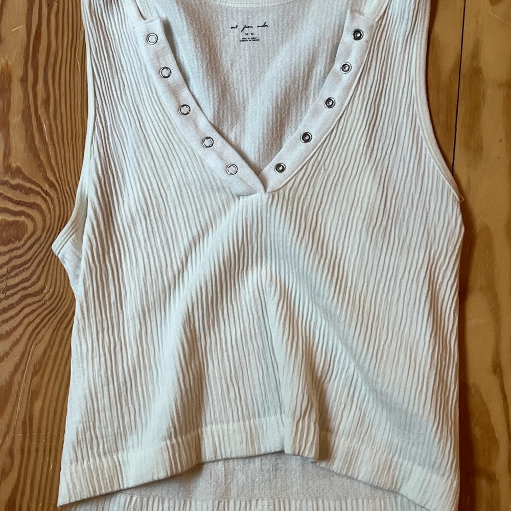 Urban Outfitters Cream Ribbed Sleeveless Tank Top
